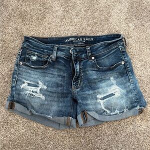 American Eagle Outfitters Super Super Stretch X Midi Jean Shorts